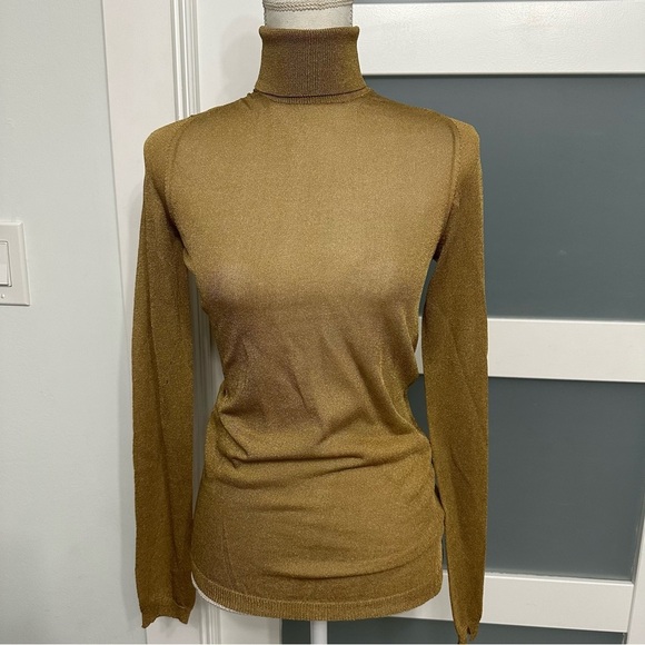 Jan & Carlos Sweaters - Jan & Carlos Gold Semi Sheer Turtleneck SZ 40 EU/8 US Deadstock Luxury NWT $425